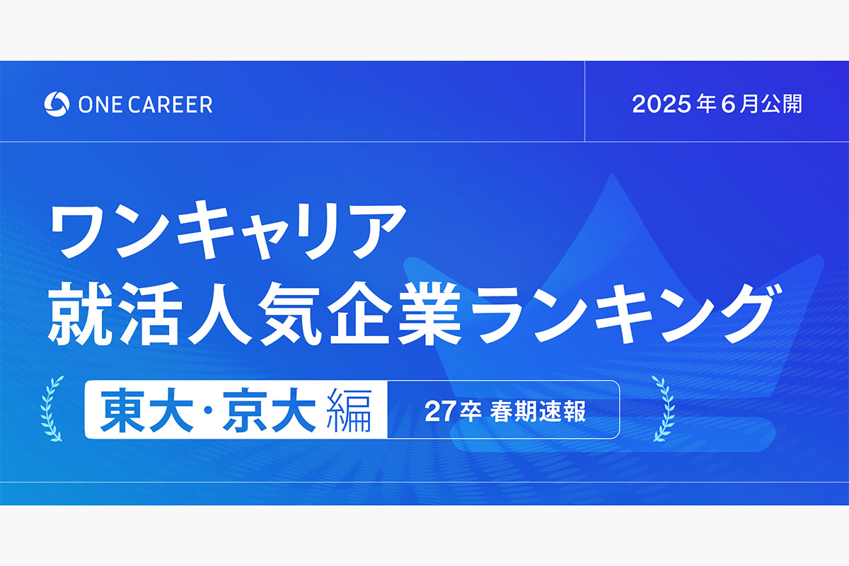 27卒学生を対象にした「ワンキャリア就活人気企業ランキング【東大・京大編】」を発表